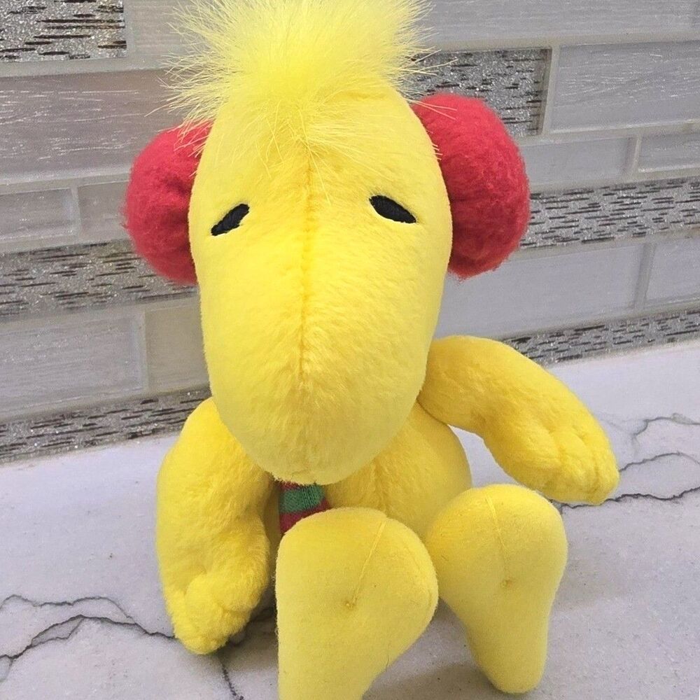 Hallmark Woodstock Peanuts Plush Small 8" Red Earmuffs Scarf Holiday Toy